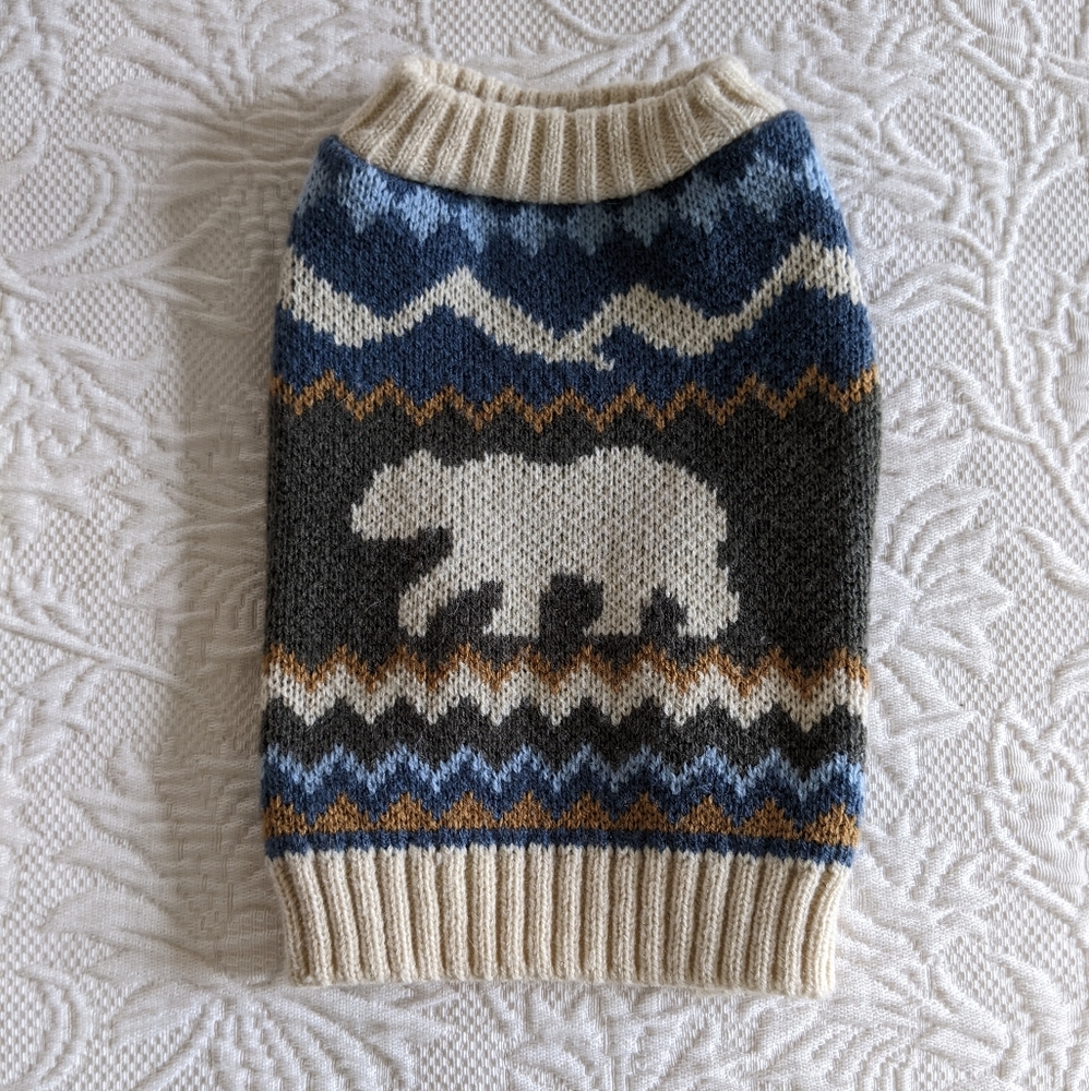 2/$18 Polar Bear Knitted Dog Sweater